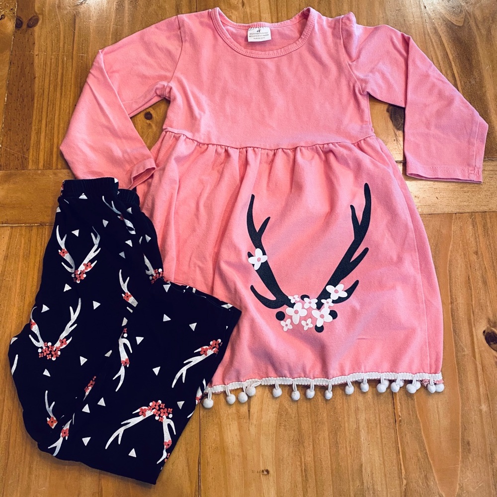 Deer Antler w/ Flowers Matching Set - Size 4T